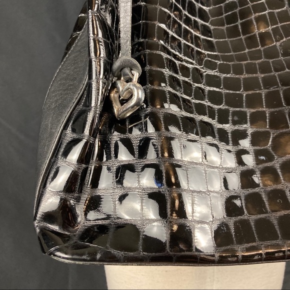 Brighton patent croc embossed leather shoulder bag - Picture 4 of 16